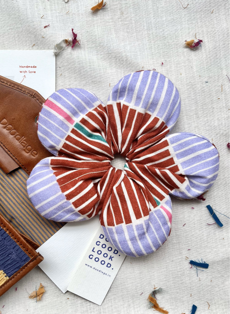Striped Floral Scrunchie