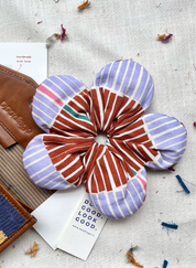 Striped Floral Scrunchie