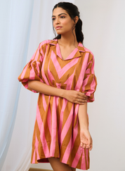 Striped Printed Short Dress