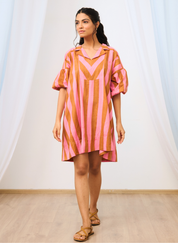 Striped Printed Short Dress