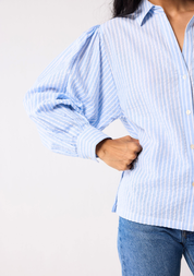 Striped Balloon Sleeve Shirt