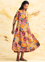 Sunflare Bias Button Dress