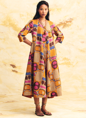 Sunflare Bias Button Dress