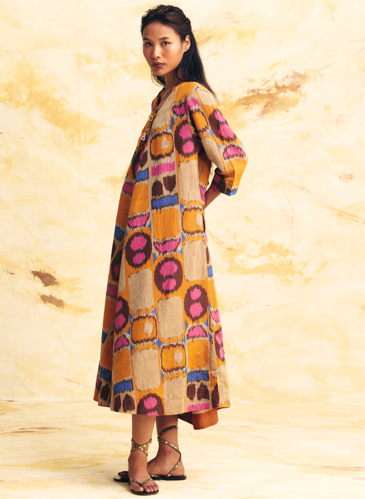Sunflare Bias Button Dress
