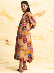 Sunflare Bias Button Dress