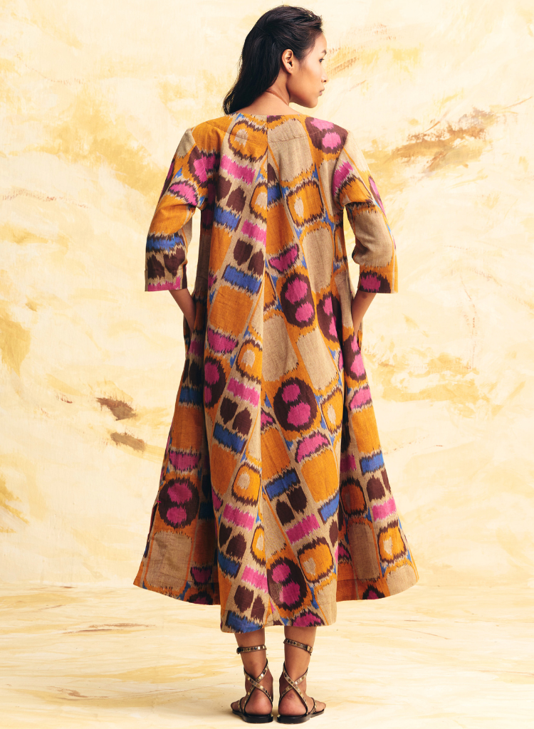 Sunflare Bias Button Dress