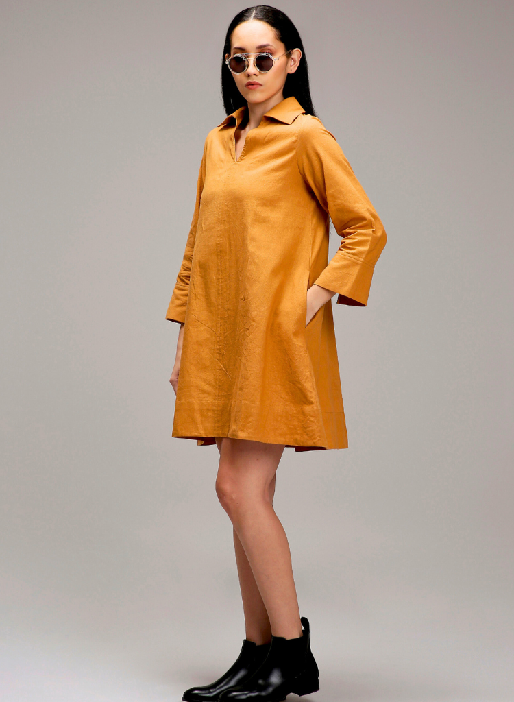 tan-Brown A-Line Shift Dress 3XL tan-Brown A-Line Shift Dress 3XL
