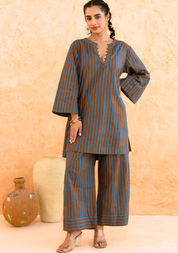 Teal Brown Striped Set