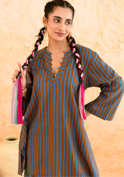 Teal Brown Striped Set