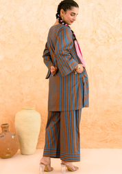 Teal Brown Striped Set