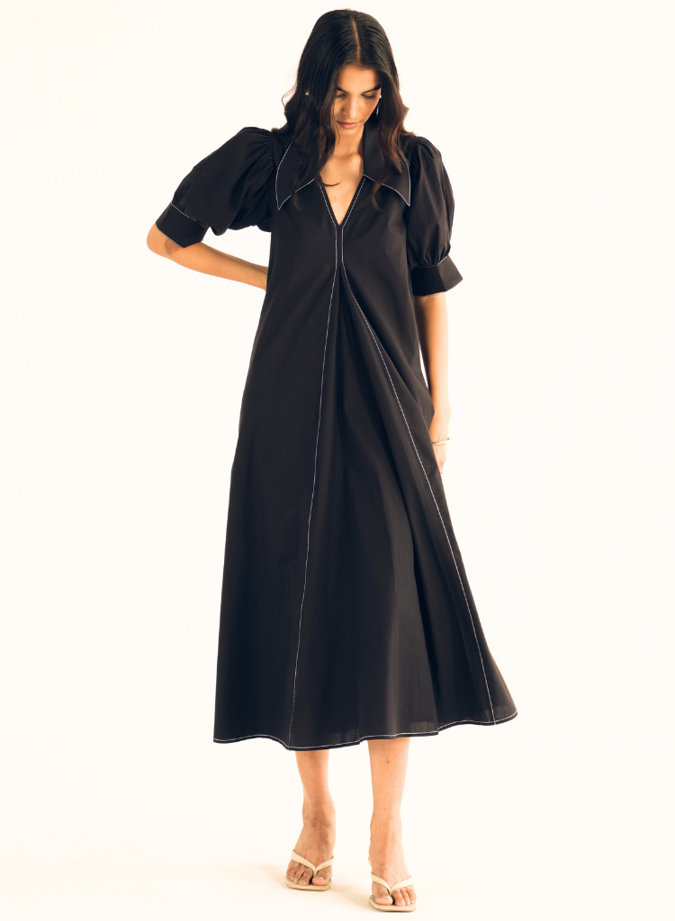 Top Stitch Poplin Dress