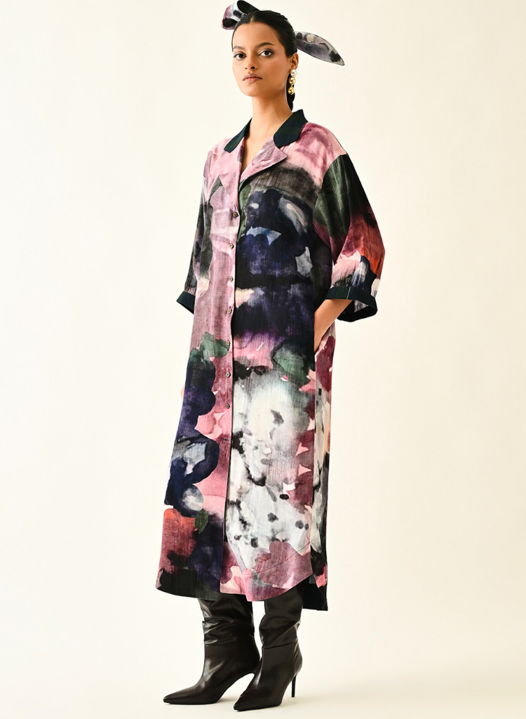 Twilight Bloom Trench Dress
