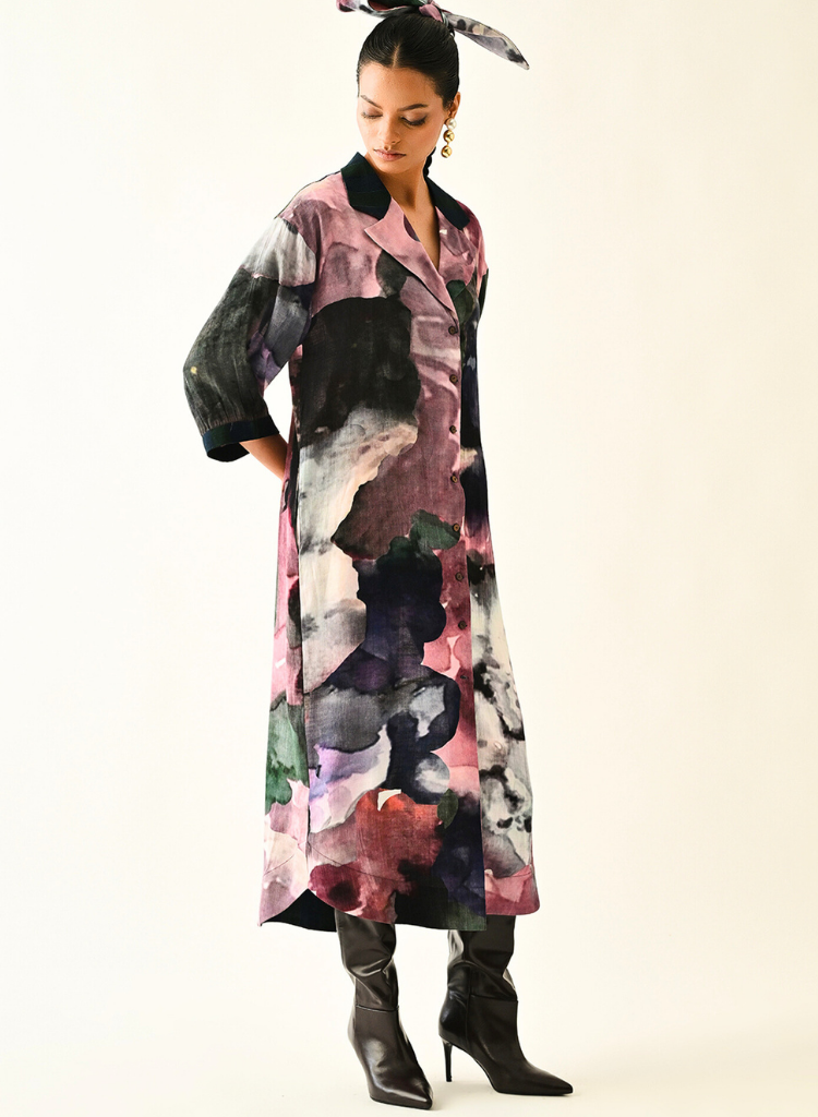 Twilight Bloom Trench Dress
