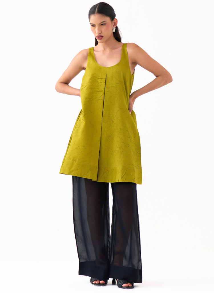 U-Neck Pleated Tunic Set