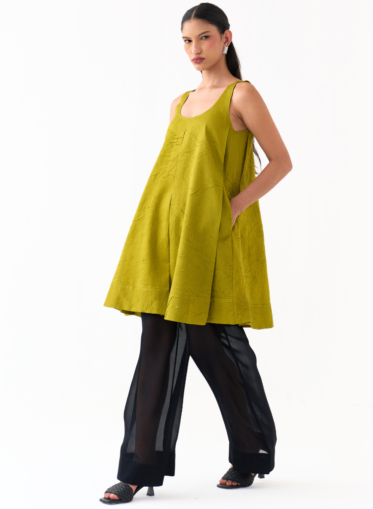 U-Neck Pleated Tunic
