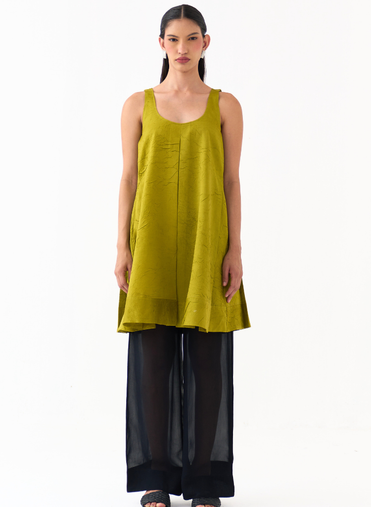 U-Neck Pleated Tunic