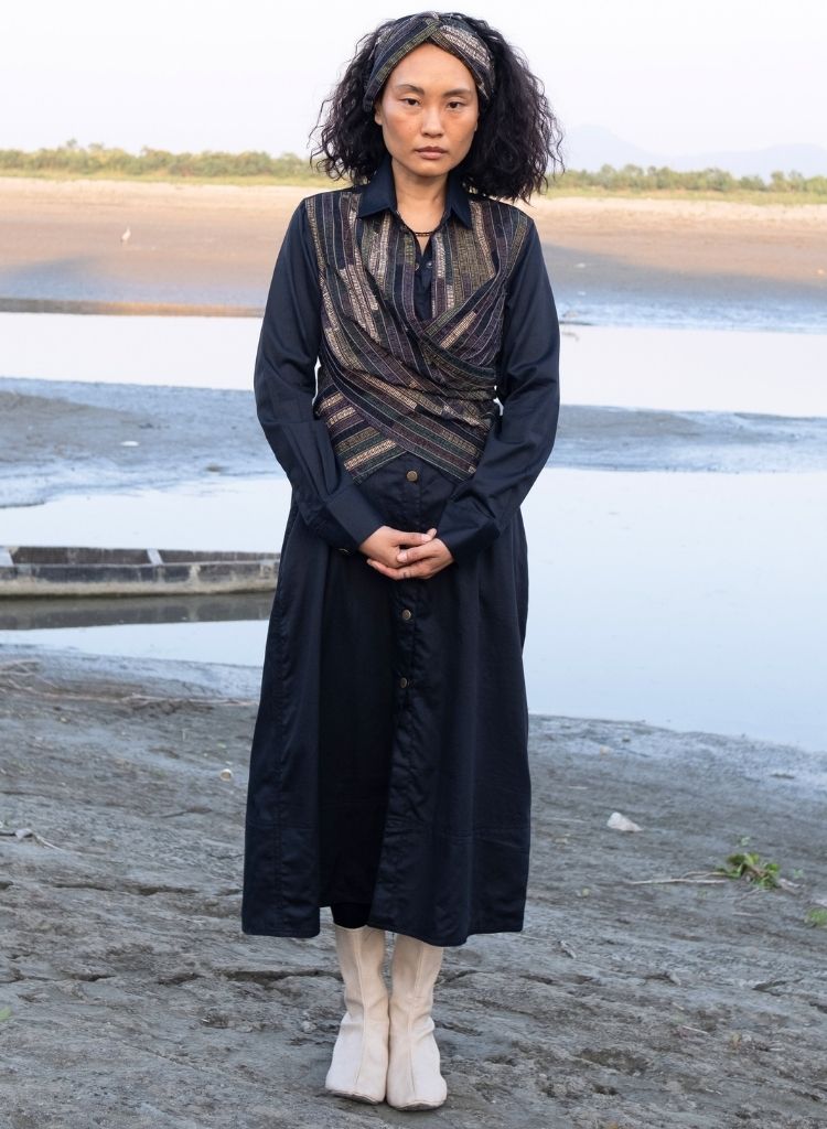 Upcycled Black Green Seattle Dress