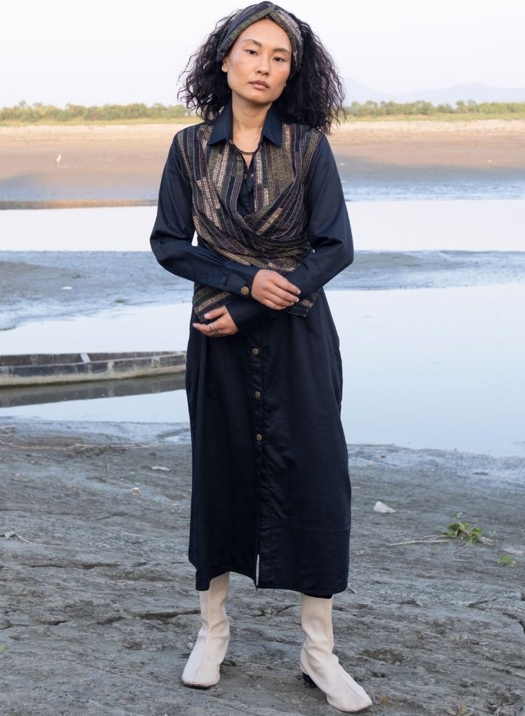 Upcycled Black Green Seattle Dress