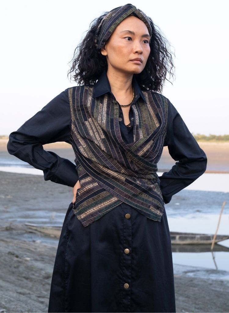 Upcycled Black Green Seattle Dress