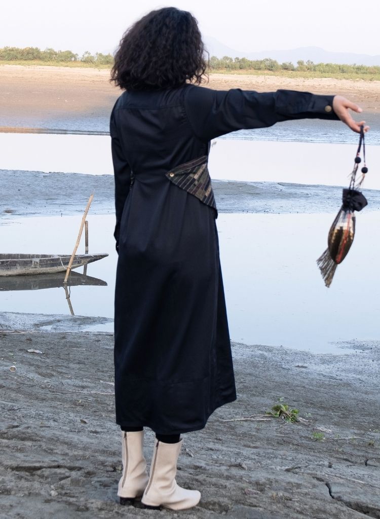 Upcycled Black Green Seattle Dress