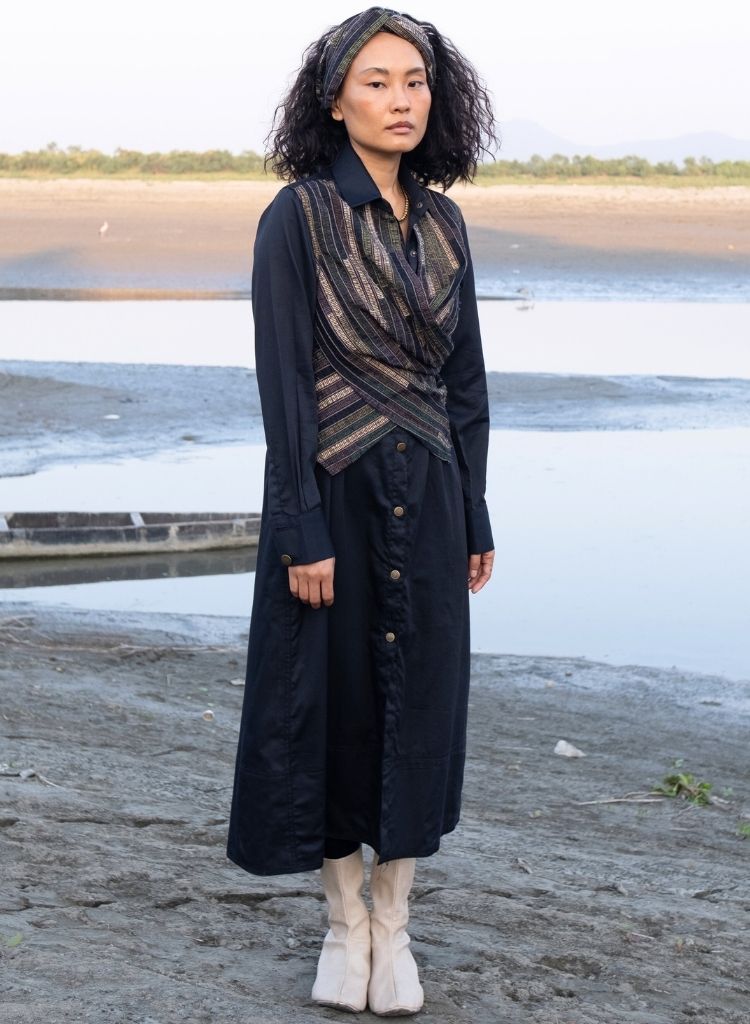 Upcycled Black Green Seattle Dress