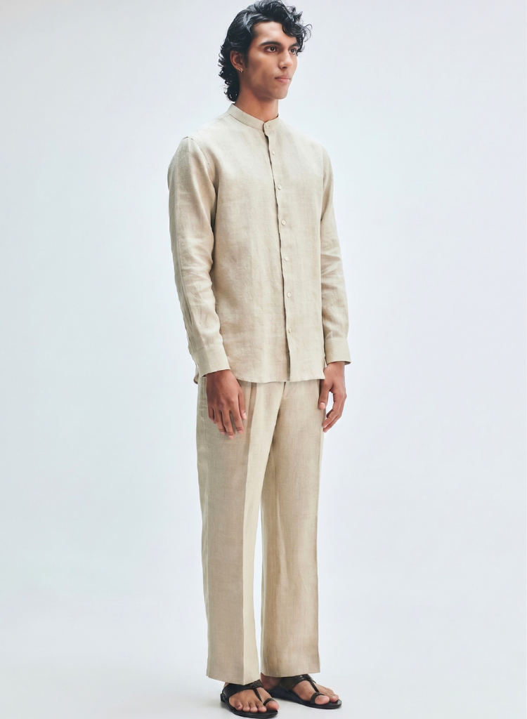 Undyed Band Collar Shirt
