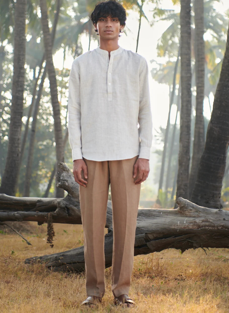 Undyed Pinstripe Shirt Kurta