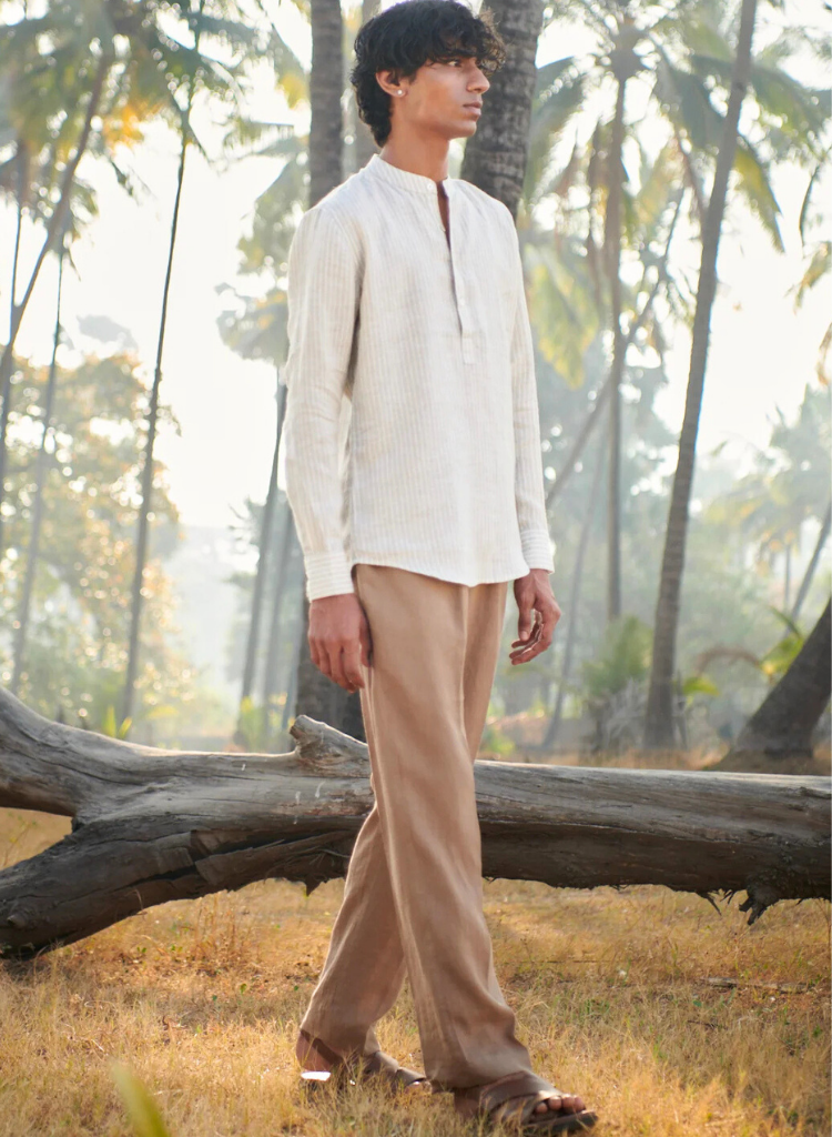 Undyed Pinstripe Shirt Kurta