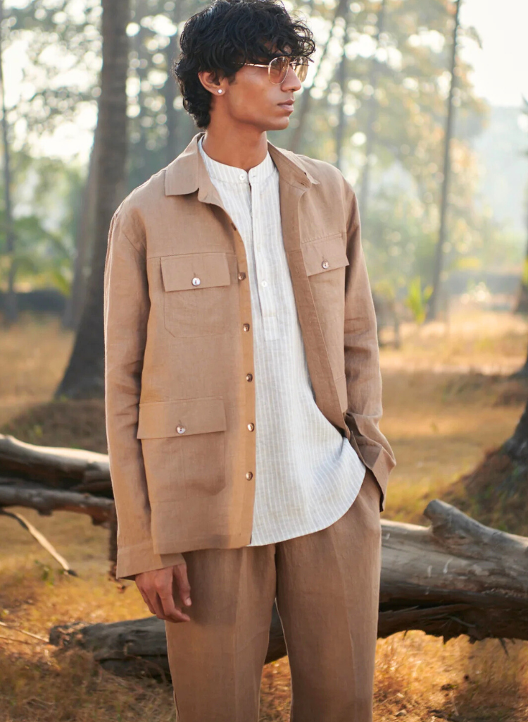 Undyed Pinstripe Shirt Kurta