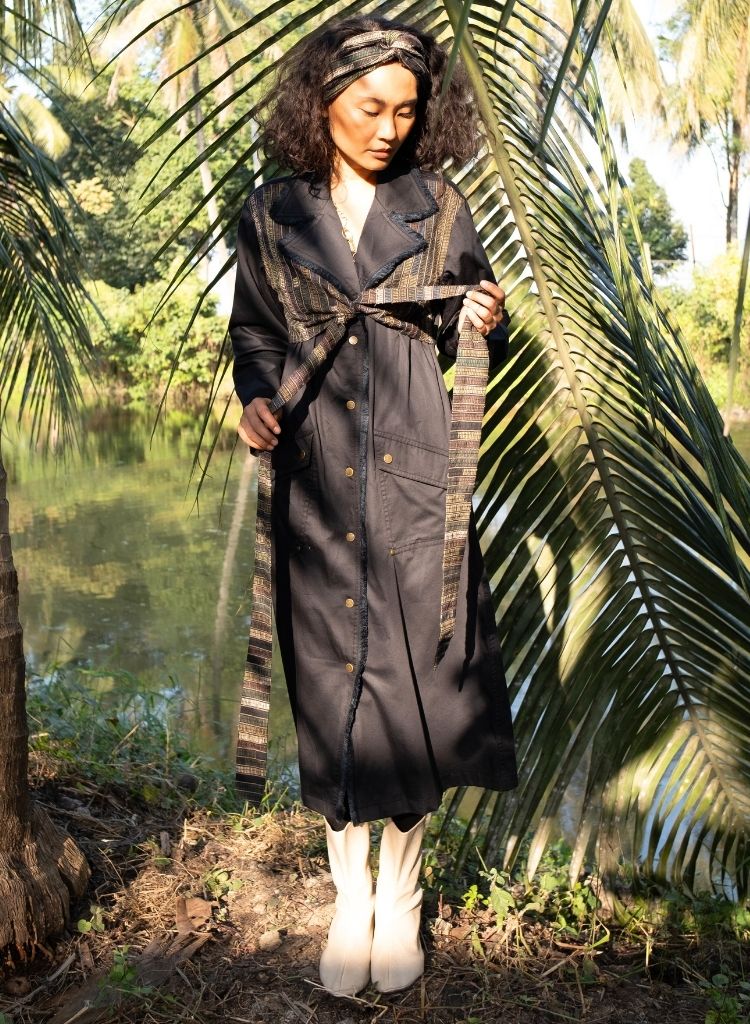 Upcycled Black Green Copenhagen Trench