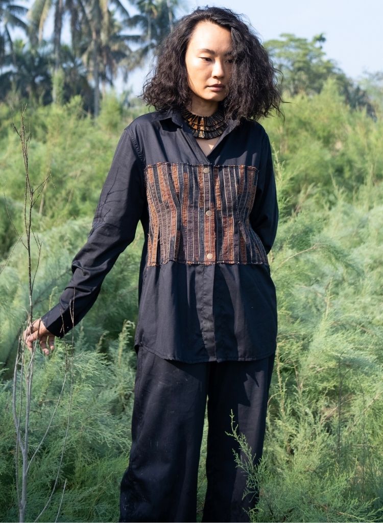 Upcycled Black Copper Hunza Shirt