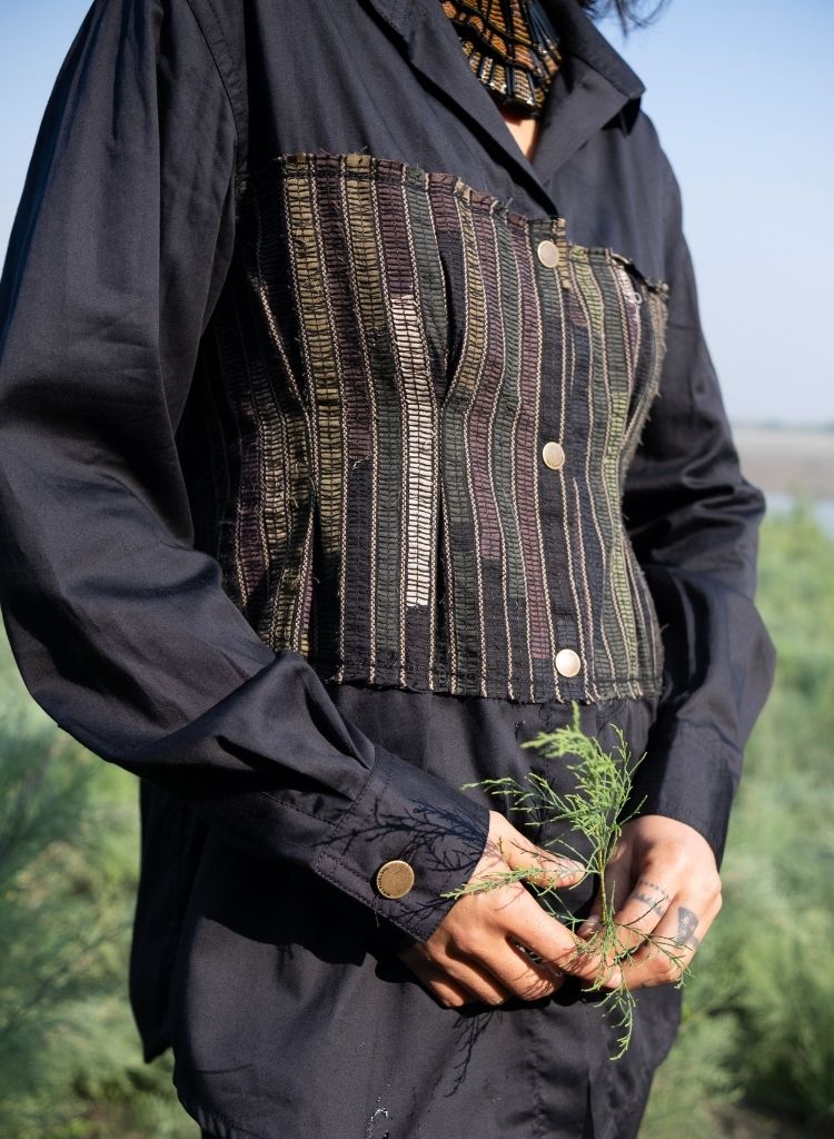 Upcycled Black Green Hunza Shirt