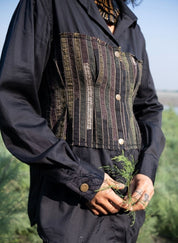 Upcycled Black Green Hunza Shirt