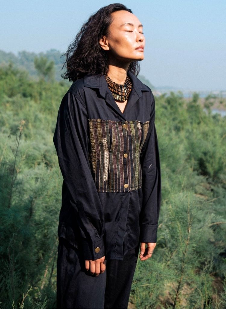 Upcycled Black Green Hunza Shirt