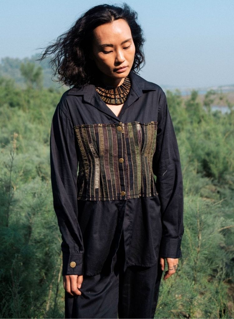 Upcycled Black Green Hunza Shirt