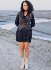 Upcycled Black Green Seattle Dress