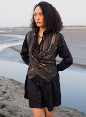 Upcycled Black Green Seattle Dress