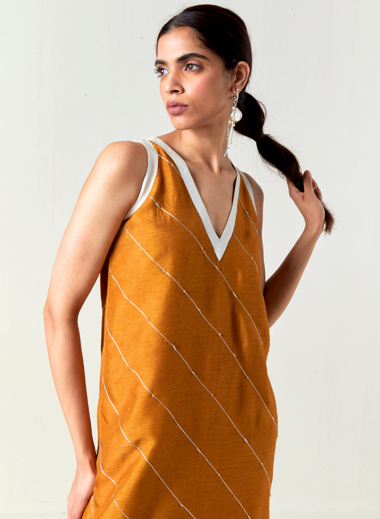 V-Neck Embellishment Dress