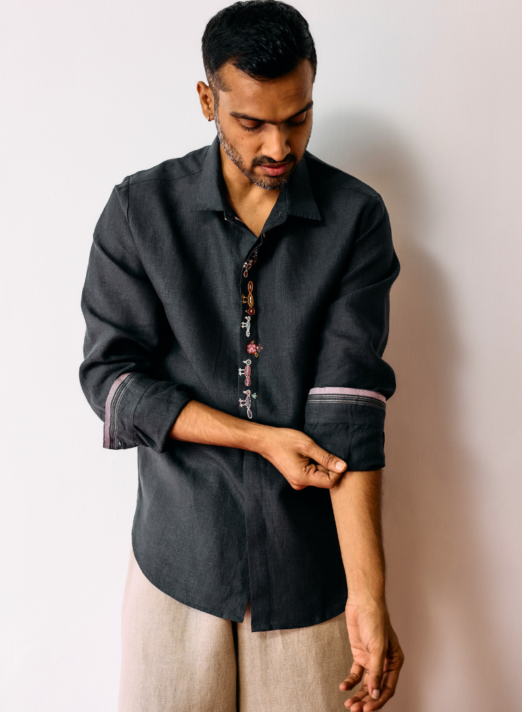 Ved Embroidered Bird Shirt