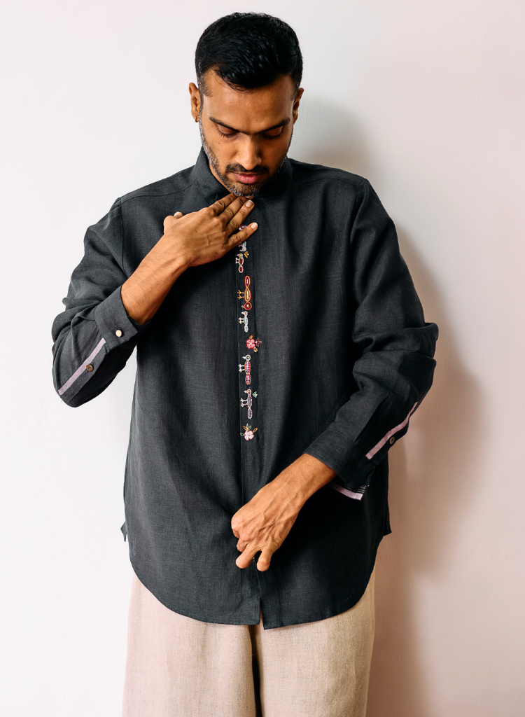 Ved Embroidered Bird Shirt