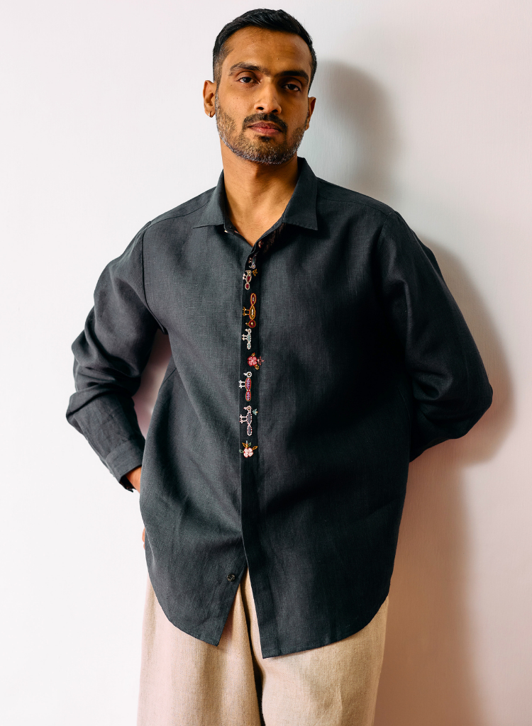 Ved Embroidered Bird Shirt