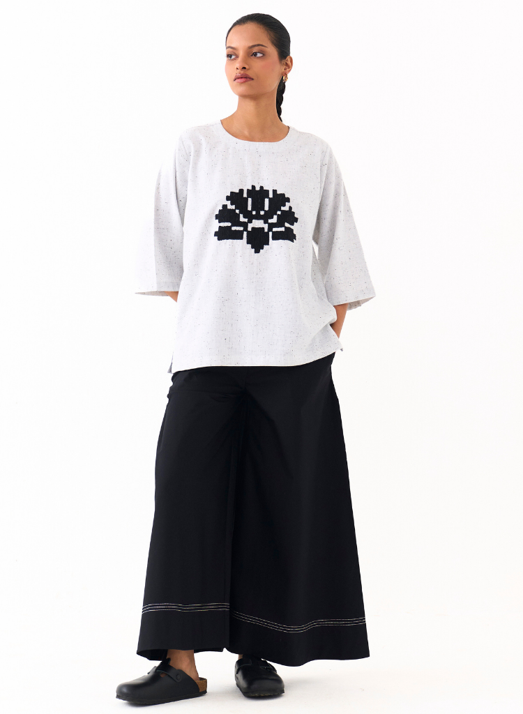 Wave Embroidered Top