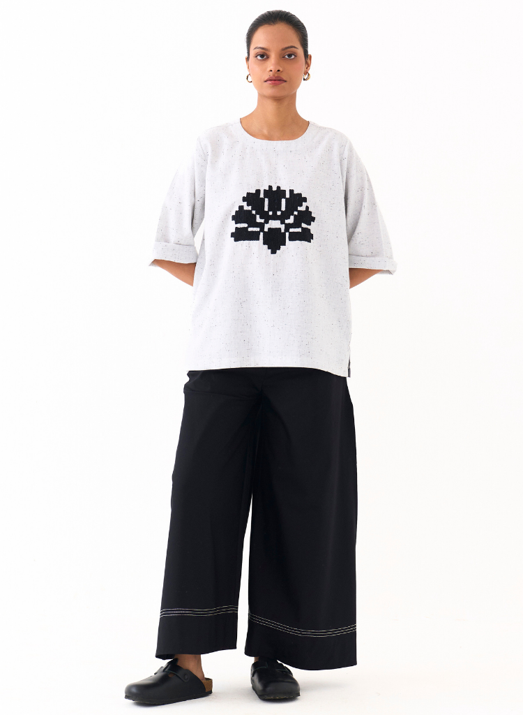 Wave Embroidered Top