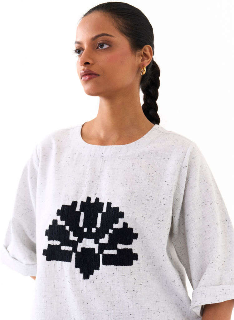 Wave Embroidered Top