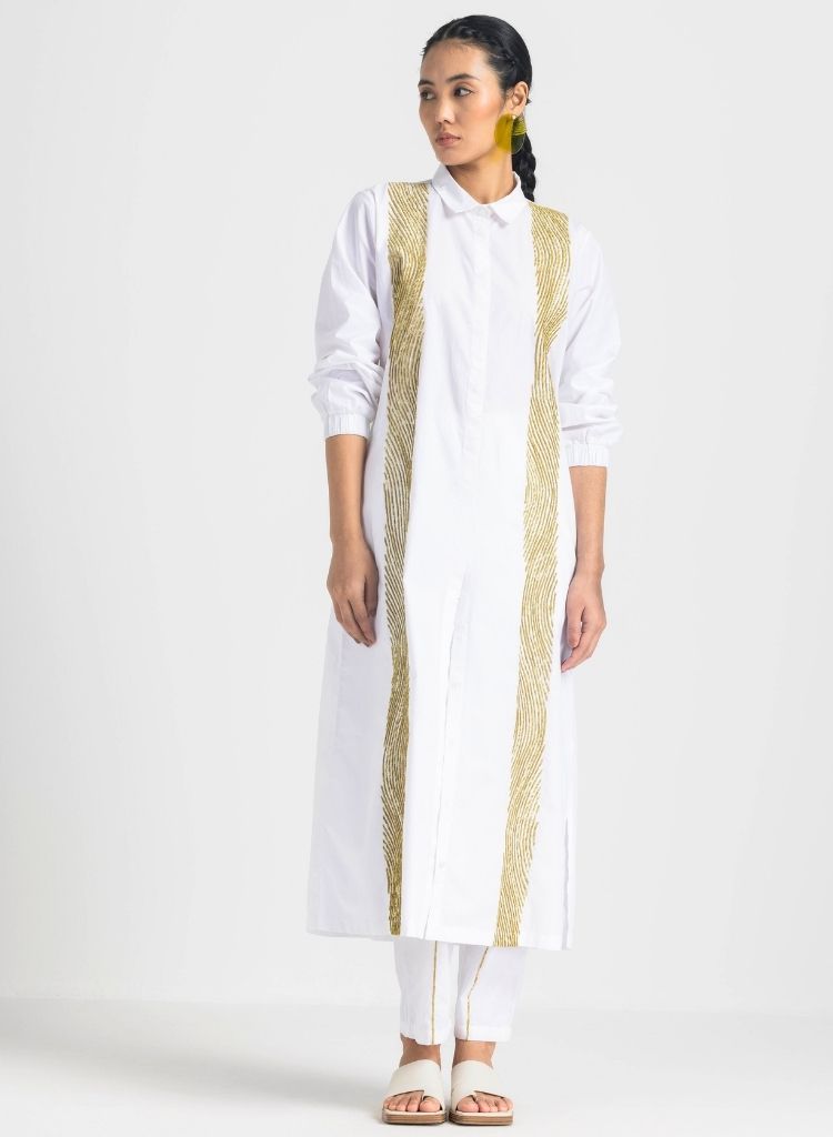 Wave Embrodiered Shirt Set