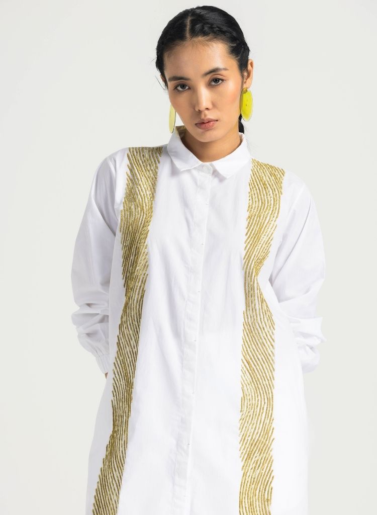 Wave Embrodiered Shirt Set