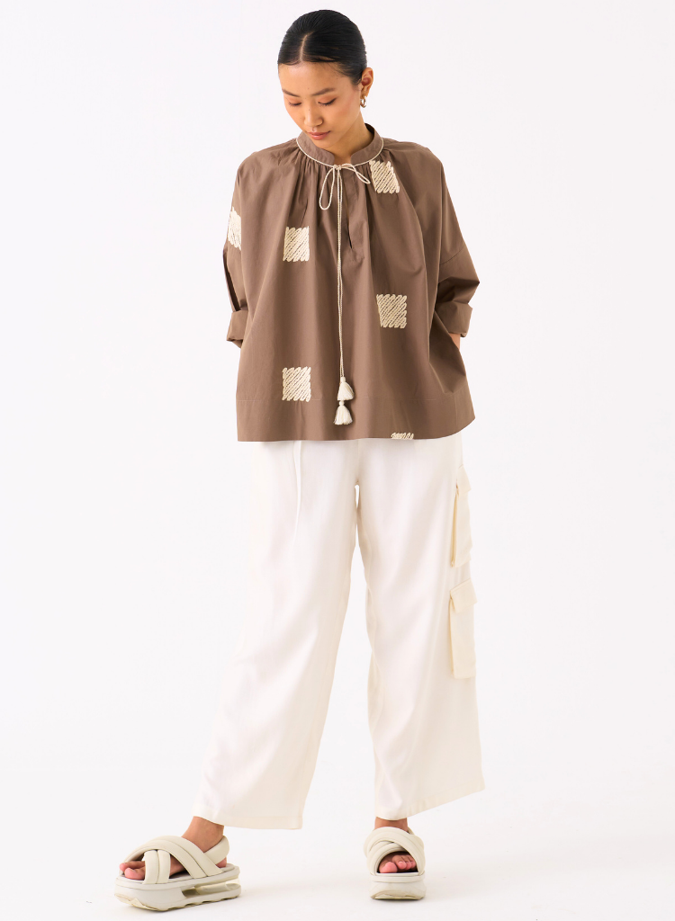 Wave Embroidery Top Set