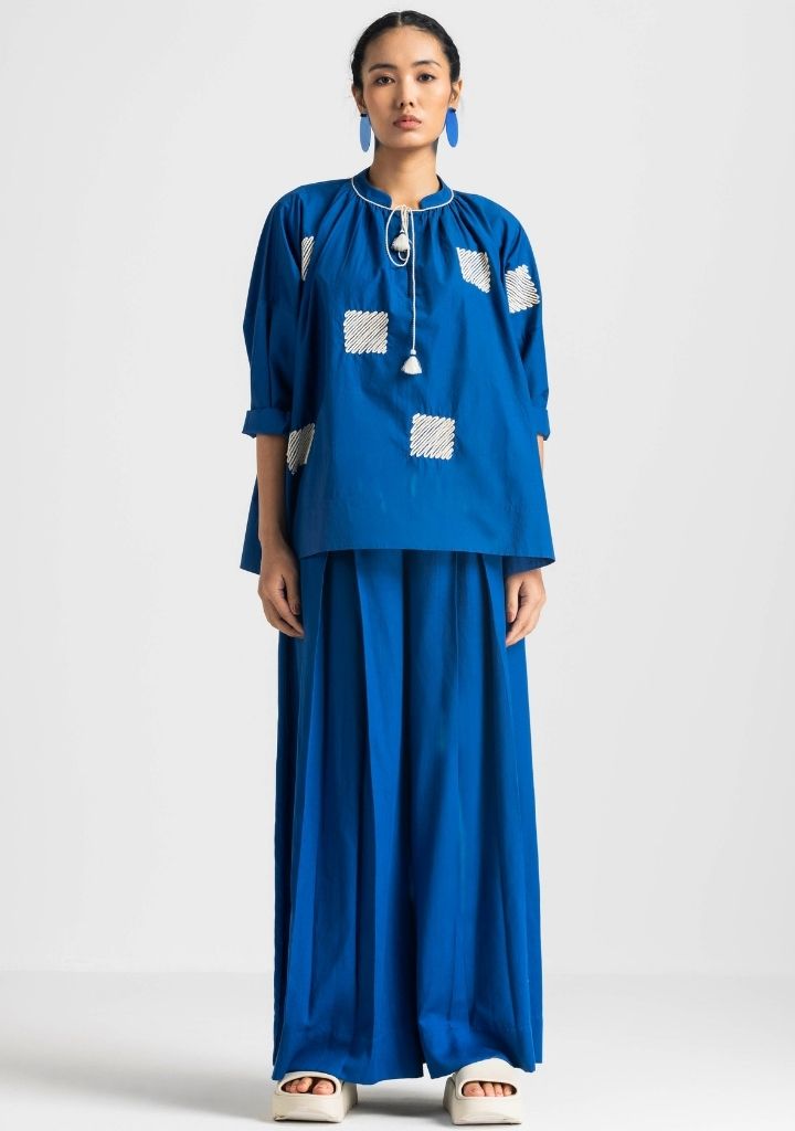 Wave Embroidery Top Set