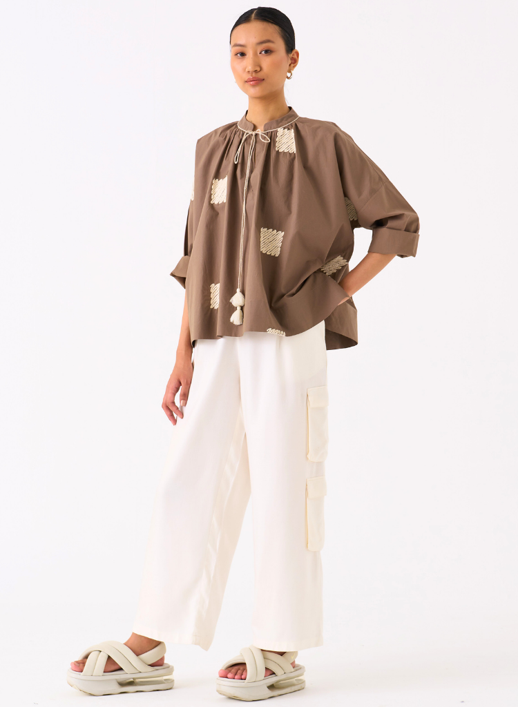 Wave Embroidery Top Set