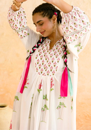 White Printed Kurta Set